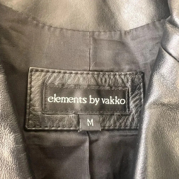 Elements By Vakko Women's Size Medium Jacket Black Leather Long Sleeve - Picture 2 of 4